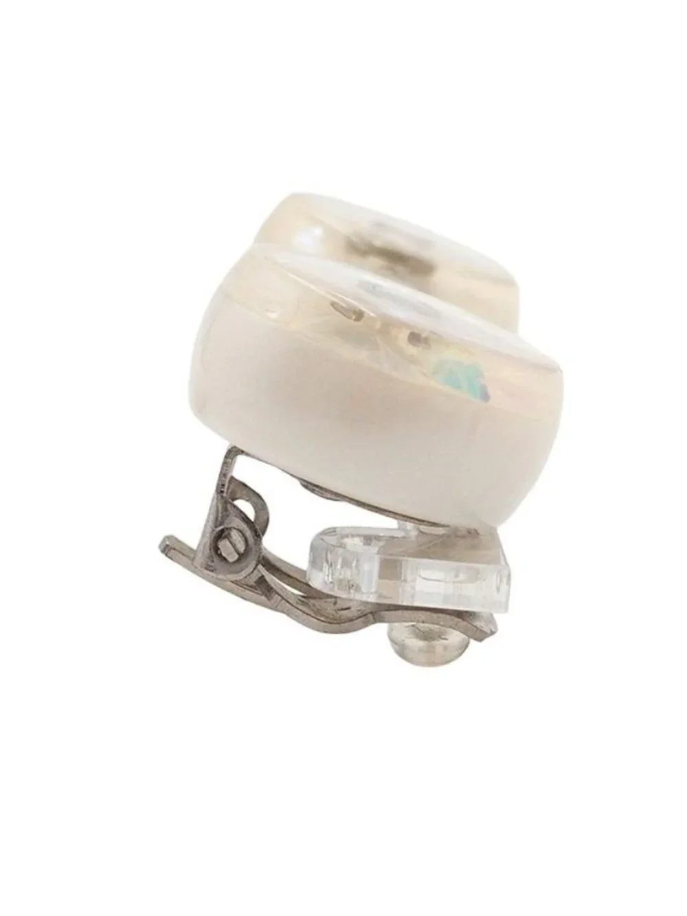 Chanel Round White Plastic CC Logo Costume Earrings